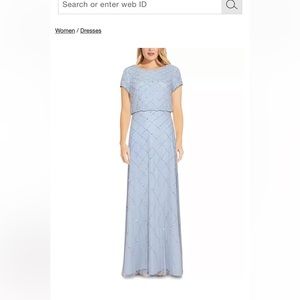 Adrianna Papell Long Blue beaded dress